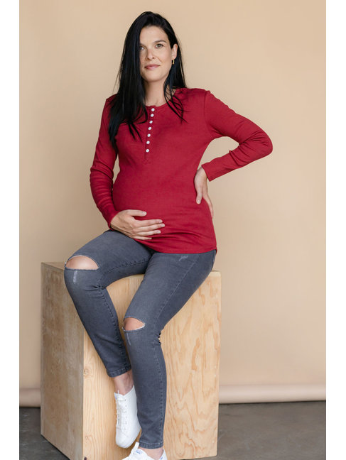 ROSE MATERNITÉ CHANDAIL MANCHES LONGUES TALIA - FRAISE