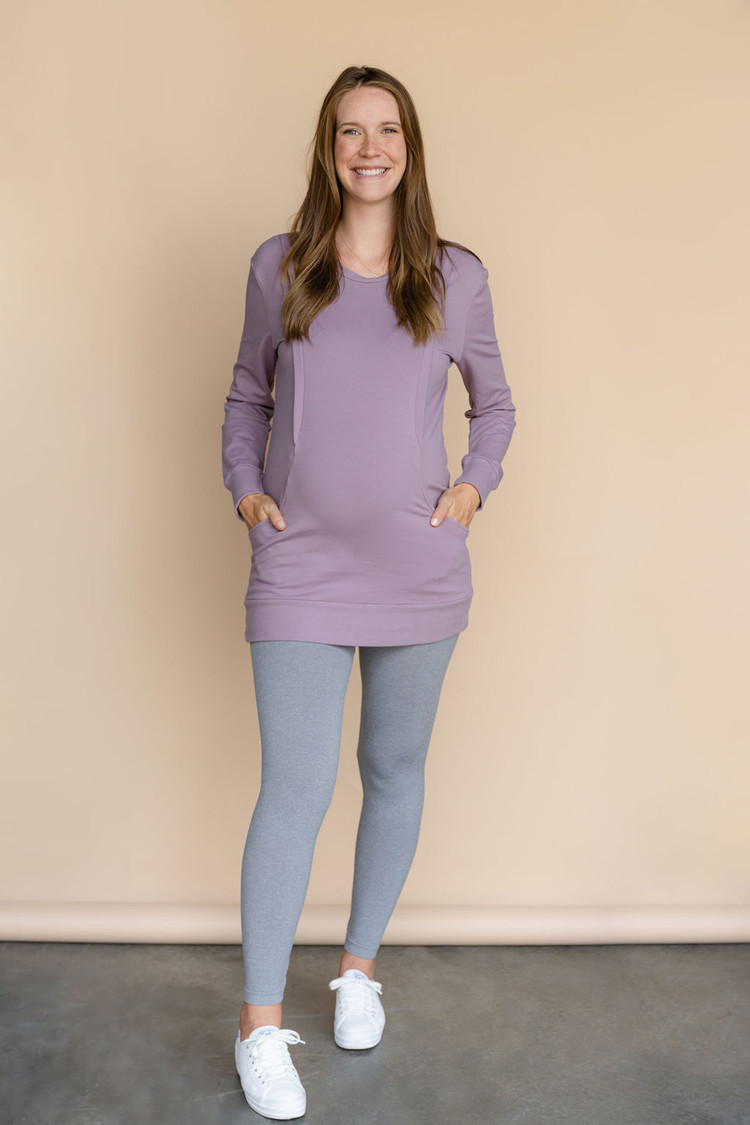 ROSE MATERNITÉ LEGGING SANS COUTURE - GRIS PALE CHINÉ