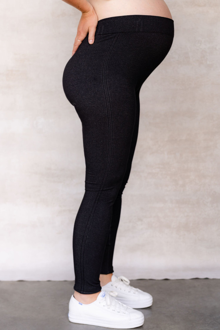 ROSE MATERNITÉ LEGGING EFFET DENIM - NOIR