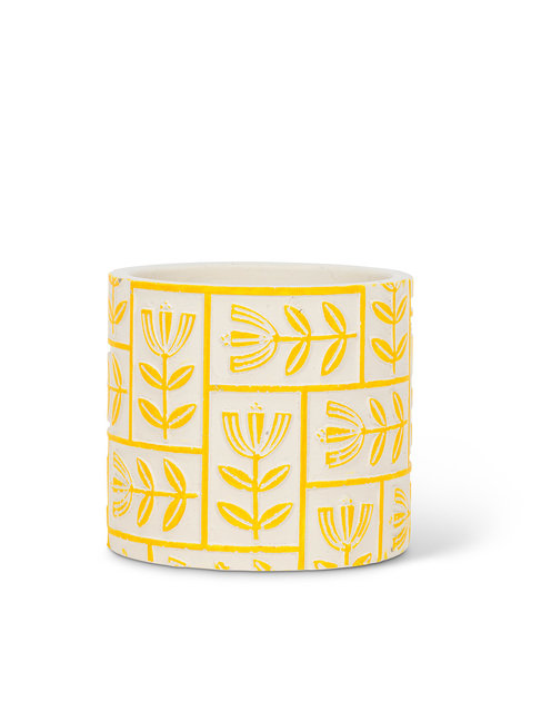 ABBOTT PETIT CACHE-POT FLORAL GRID - YELLOW
