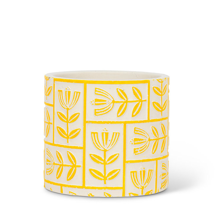 ABBOTT PETIT CACHE-POT FLORAL GRID - YELLOW