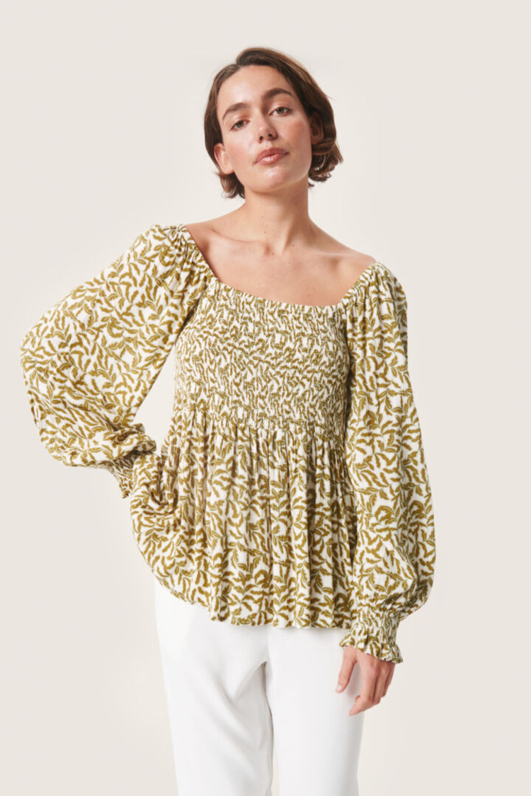 SOAKED IN LUXURY BLOUSE ZAYA - GREEN MOSS LEAF