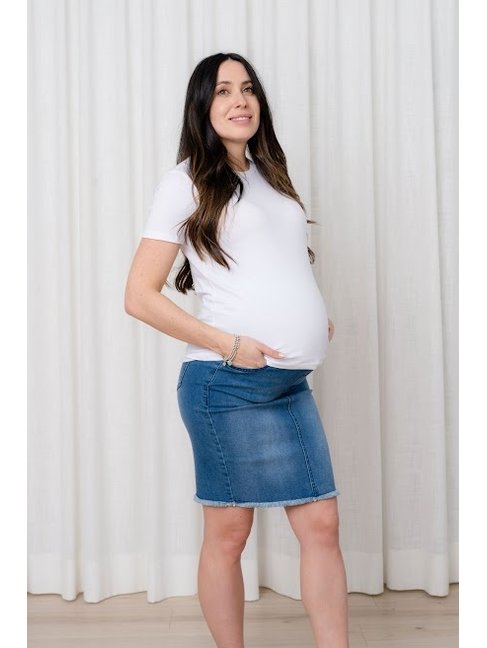 ROSE MATERNITÉ JUPE EN DENIM - BLEU
