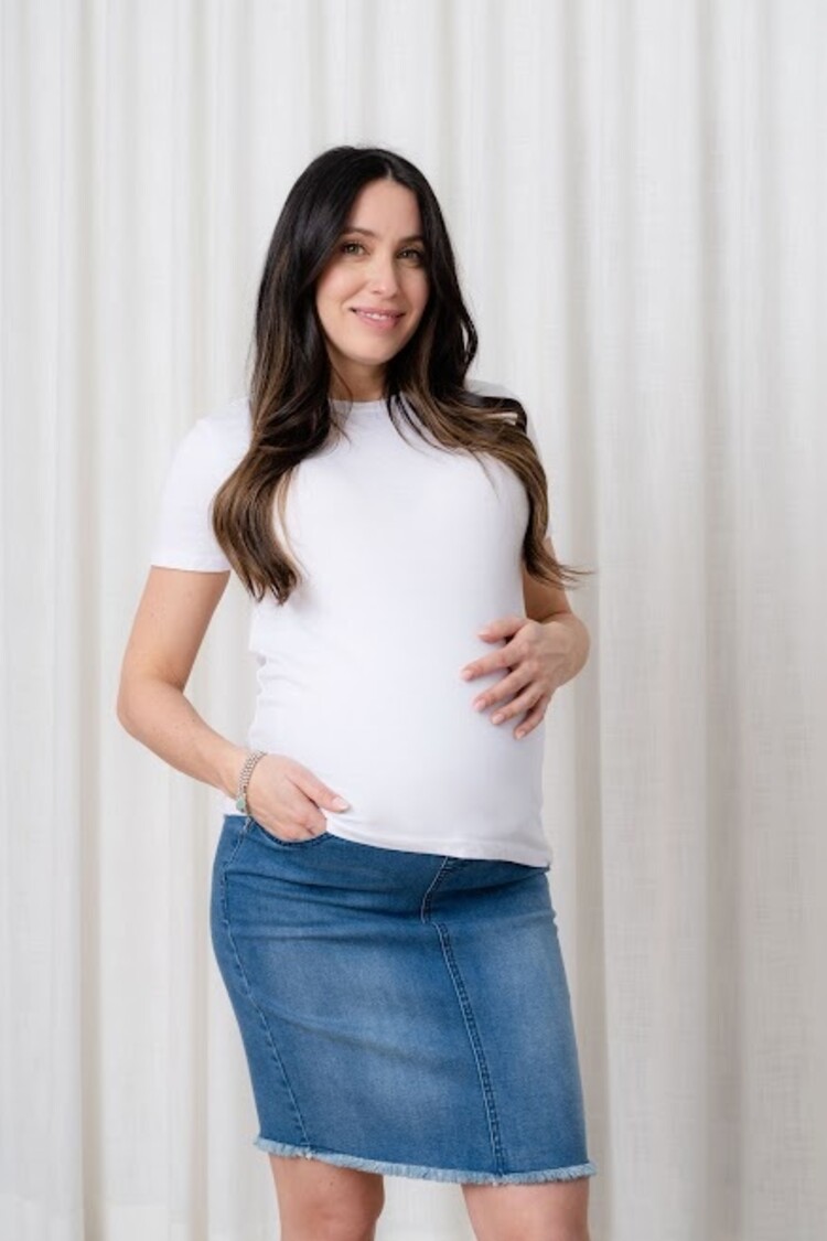 ROSE MATERNITÉ JUPE EN DENIM - BLEU