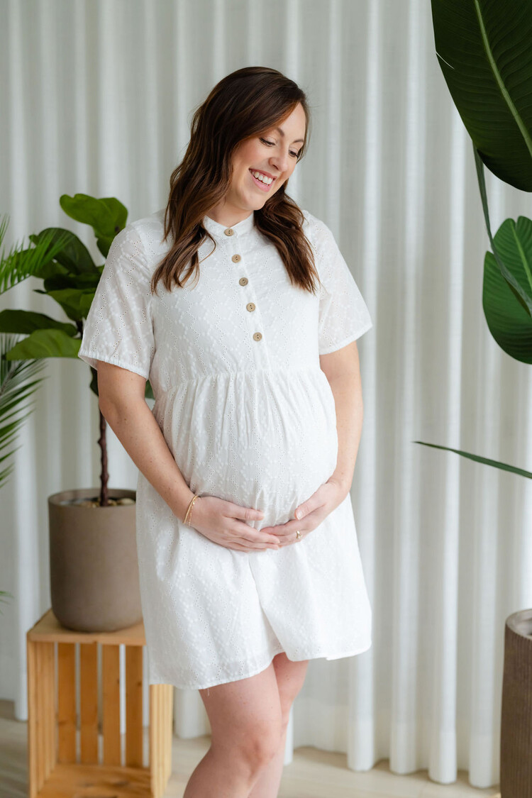 ROSE MATERNITÉ ROBE BIANCA - BRODERIE BLANCHE