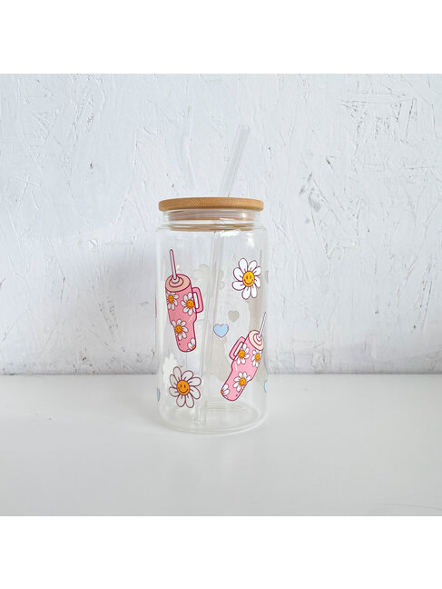 LA PENDERIE VERRE EN BAMBOU - TASSE DE VOYAGE ET  MARGUERITES