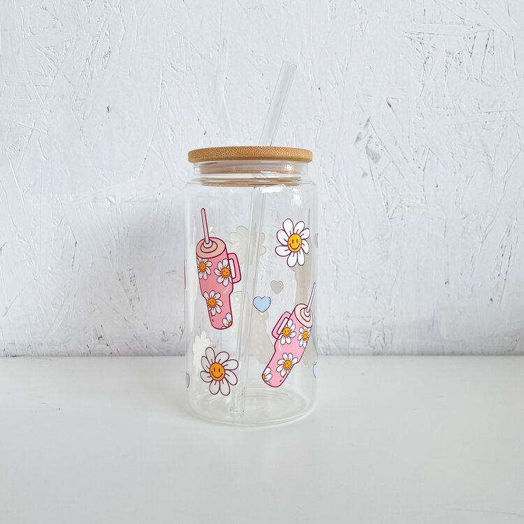 LA PENDERIE VERRE EN BAMBOU - TASSE DE VOYAGE ET  MARGUERITES