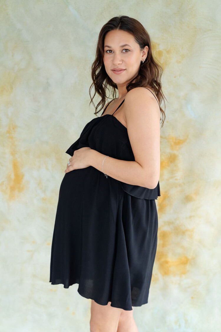 ROSE MATERNITÉ ROBE SISSI À VOLANT - NOIR