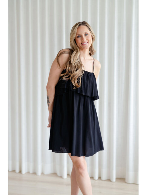 ROSE MATERNITÉ ROBE SISSI À VOLANT - NOIR