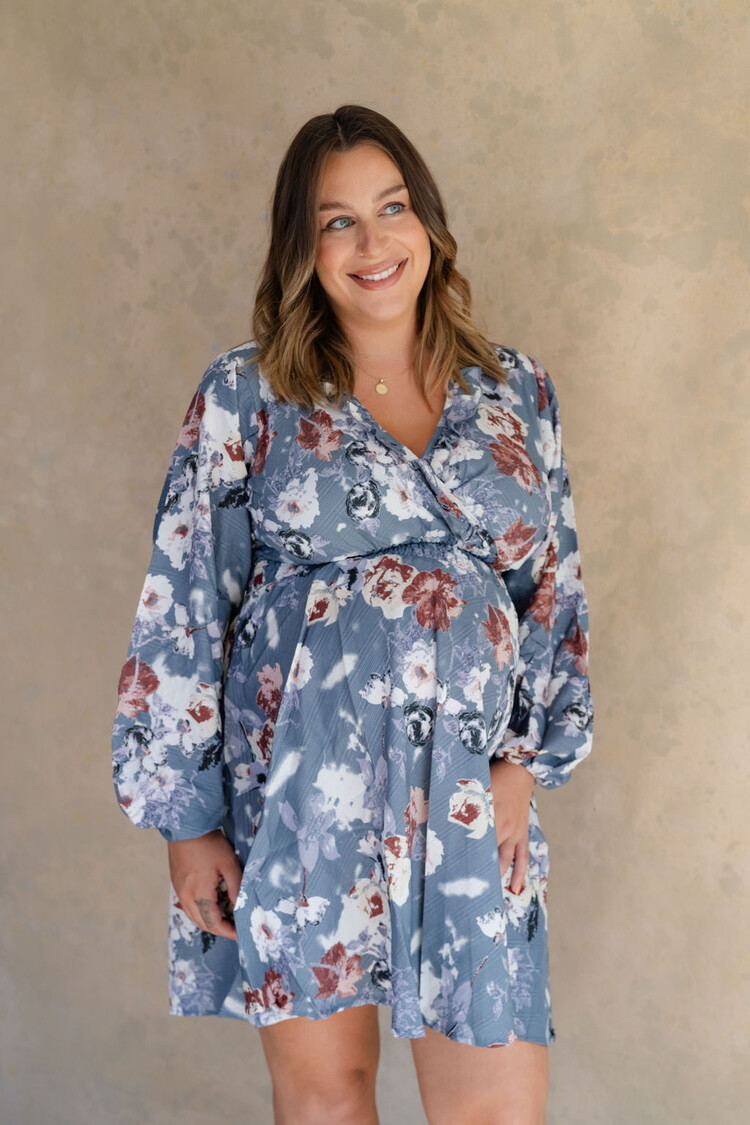 ROSE MATERNITÉ ROBE OPALIA - FLEURI BLEU AZUR