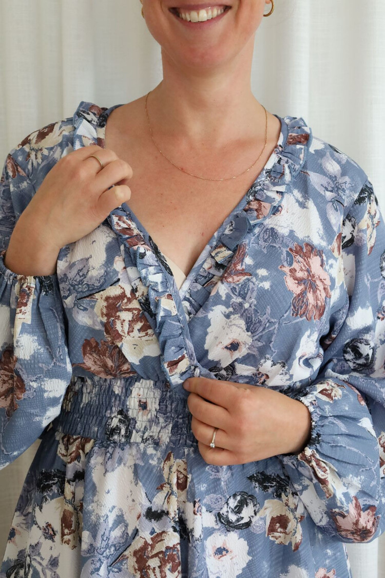 ROSE MATERNITÉ ROBE OPALIA - FLEURI BLEU AZUR