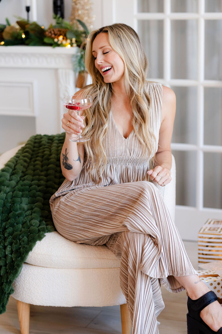 ROSE MATERNITÉ JUMPSUIT ALBA - VELOURS AMANDE