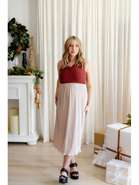 ROSE MATERNITÉ JUPE ONDULÉ ( TAILLE ÉLASTIQUE ) - PERLE