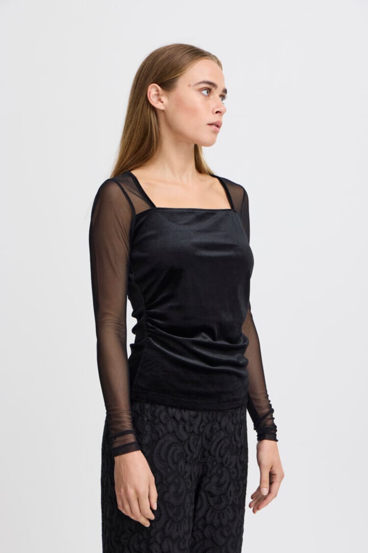 ICHI CHANDAIL MANCHE LONGUE NANA - BLACK