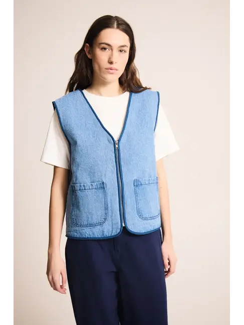 ICHI VESTE SANS MANCHES - BLUE DENIM