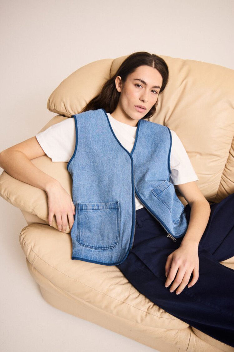 ICHI VESTE SANS MANCHES - BLUE DENIM