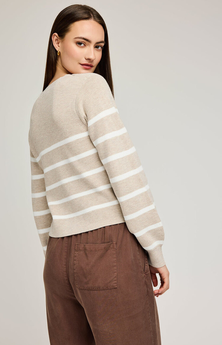 GENTLE FAWN CARDIGAN EDEN - HEATHER OAT STRIPE