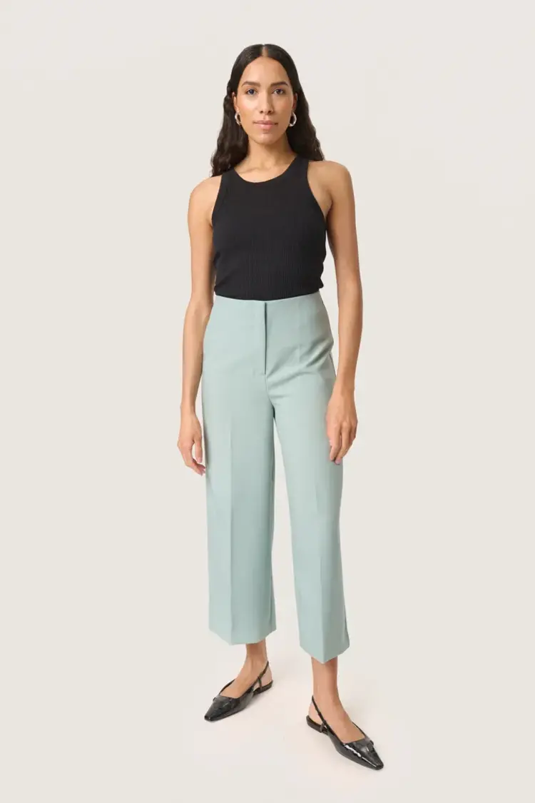 SOAKED IN LUXURY PANTALON CORINNE WIDE - BLEU/ARGENT
