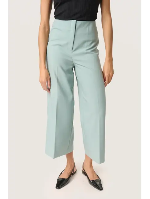 SOAKED IN LUXURY PANTALON CORINNE WIDE - BLEU/ARGENT
