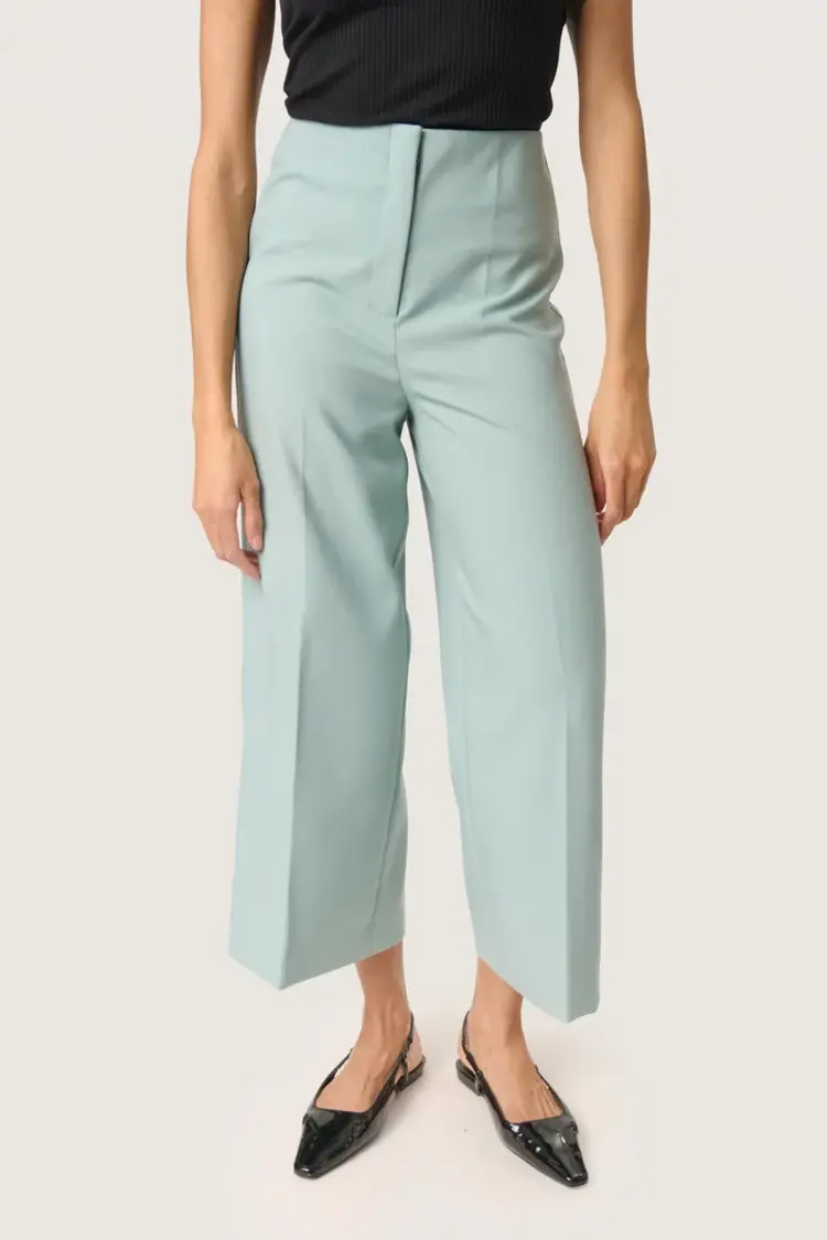 SOAKED IN LUXURY PANTALON CORINNE WIDE - BLEU/ARGENT