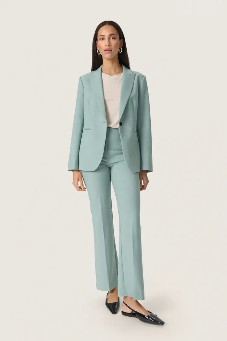 SOAKED IN LUXURY PANTALON CORINNE - BLEU/ARGENT