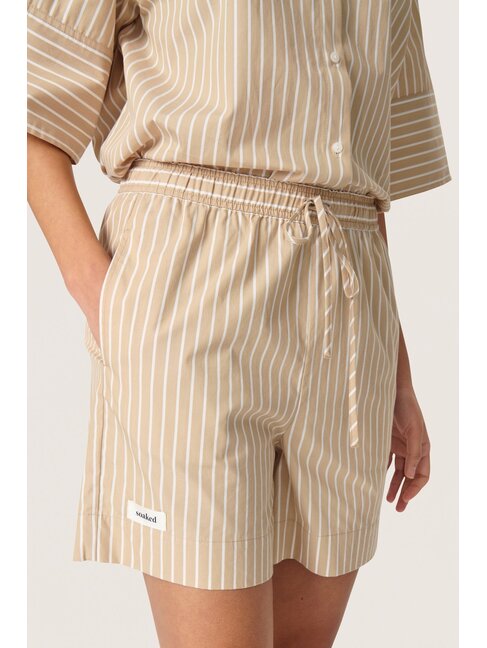 SOAKED IN LUXURY SHORTS KAILY - TRAVERTINE STRIPES