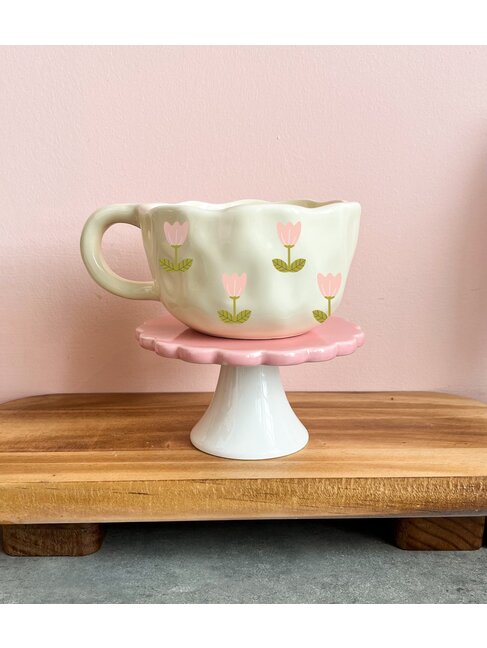 MÕMY TASSE EN CÉRAMIQUE CRÈME - TULIPES ROSES