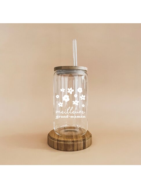 MÕMY VERRE BOHO MEILLEURE GRAND-MAMAN - FLEURS BLANCHES