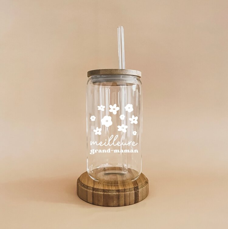 MÕMY VERRE BOHO MEILLEURE GRAND-MAMAN - FLEURS BLANCHES