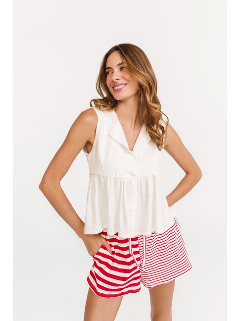 DAILYSTORY SHORT ALEXIA - ROUGE & BLANC