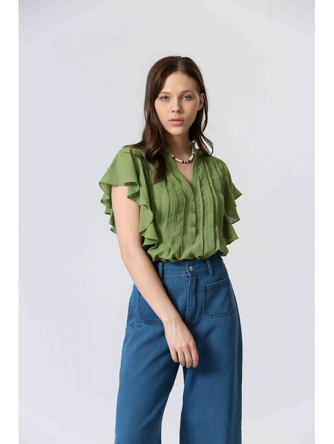 THE KORNER BLOUSE PLIS - VERT
