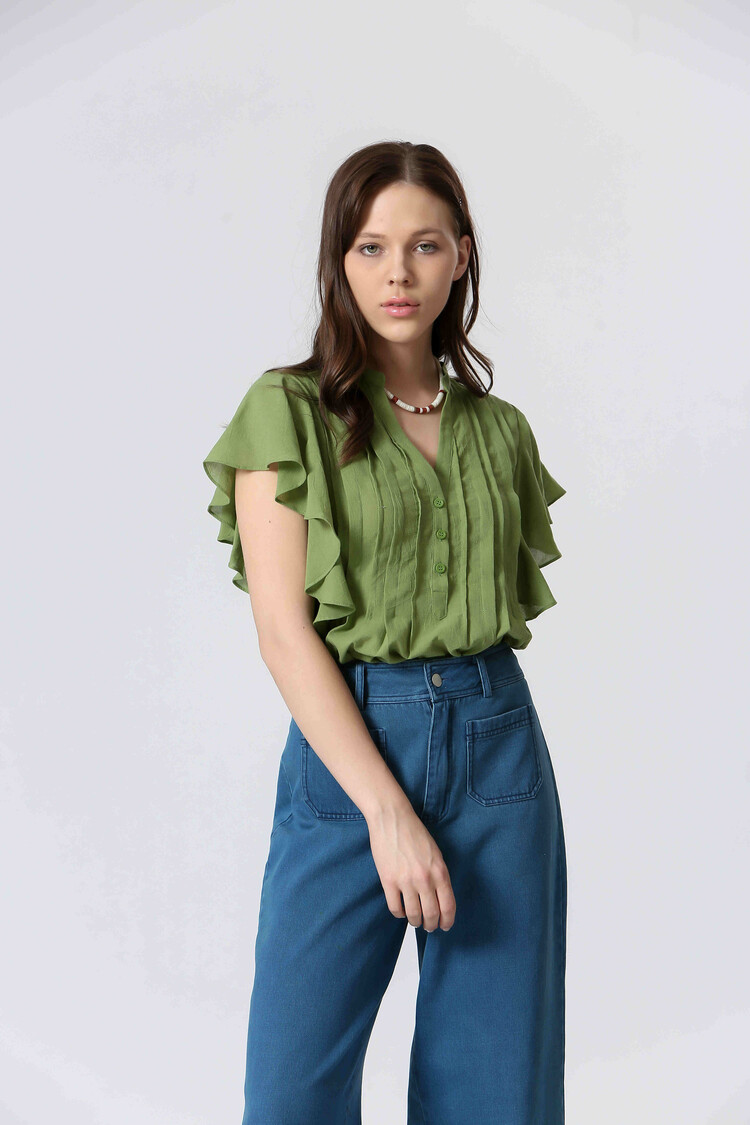 THE KORNER BLOUSE PLIS - VERT