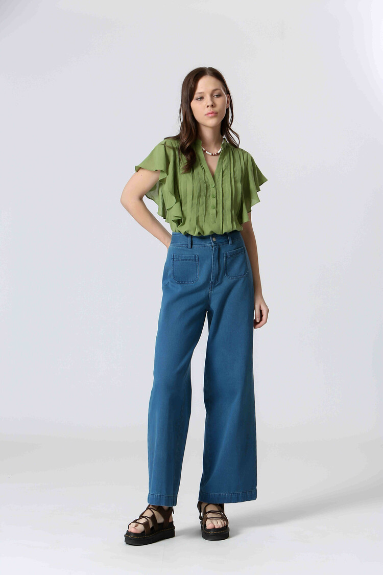 THE KORNER BLOUSE PLIS - VERT