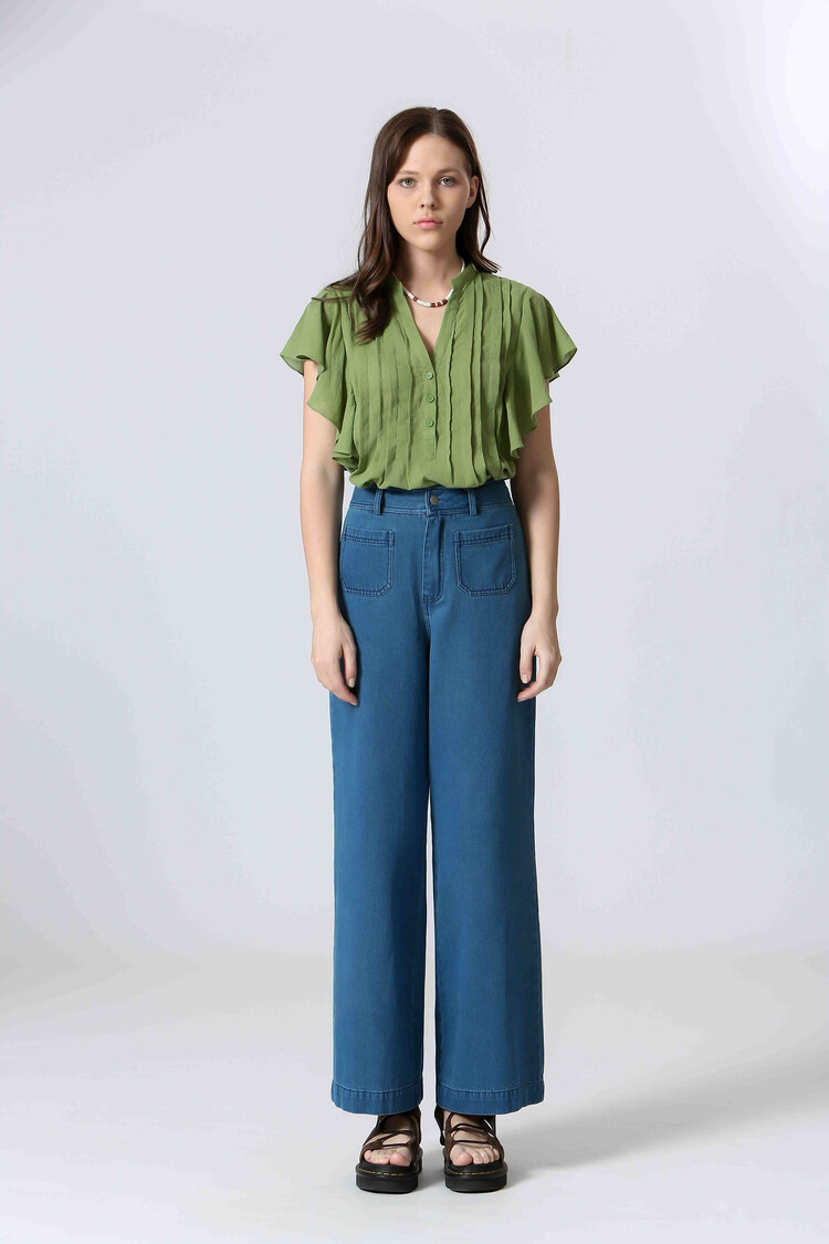 THE KORNER BLOUSE PLIS - VERT