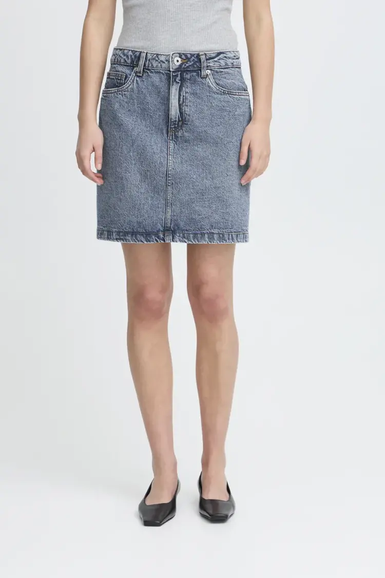 ICHI JUPE DENIM HAVENY - MEDIUM BLUE STONE WASHED