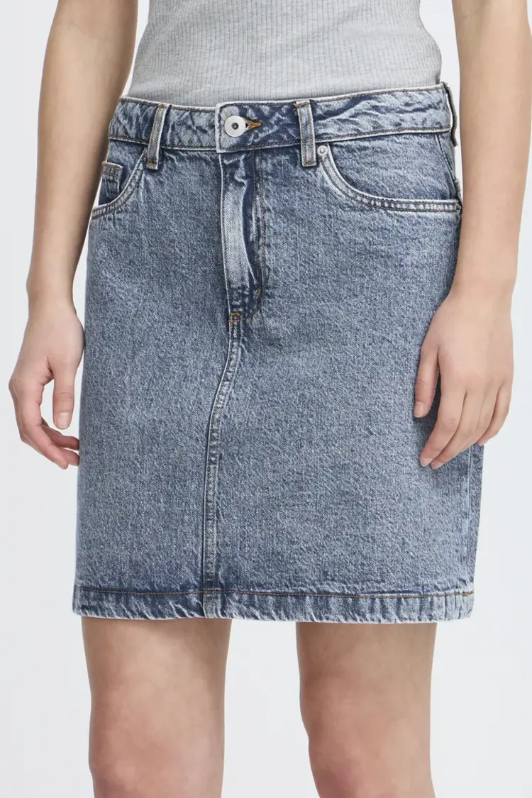 ICHI JUPE DENIM HAVENY - MEDIUM BLUE STONE WASHED
