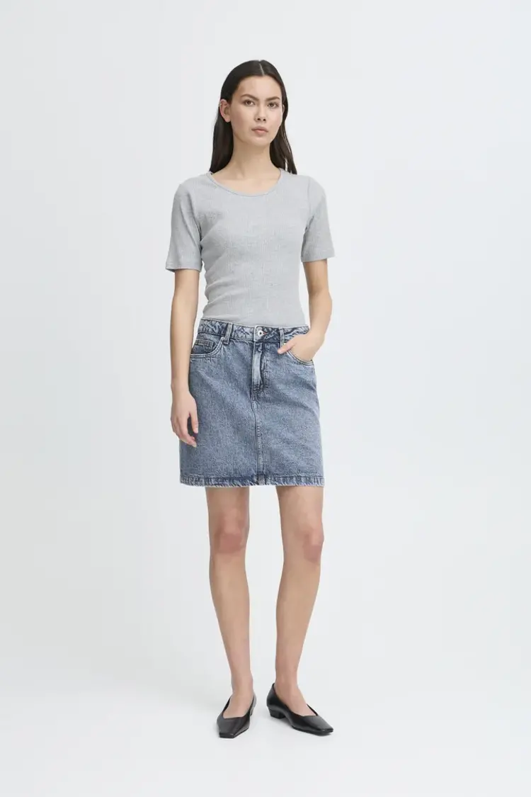 ICHI JUPE DENIM HAVENY - MEDIUM BLUE STONE WASHED