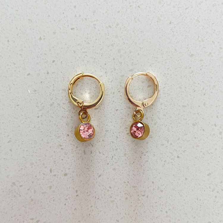 LA PENDERIE BOUCLE D'OREILLES - POINT SCINTILLANT ROSE
