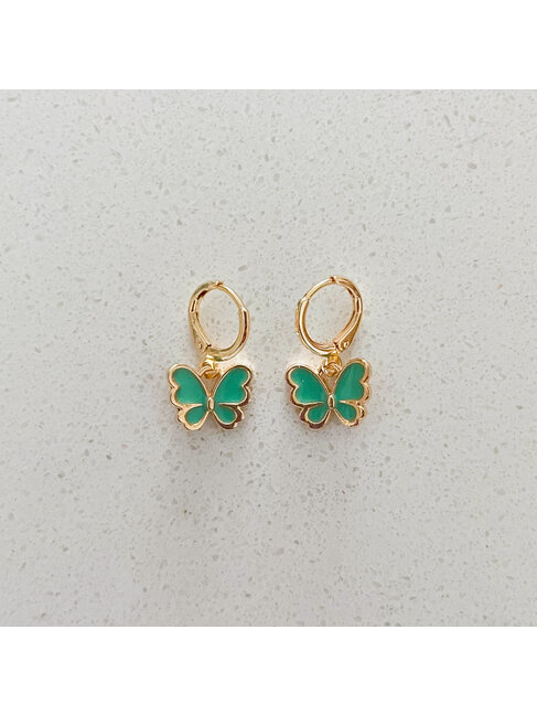 LA PENDERIE BOUCLE D'OREILLES - PAPILLONS VERT