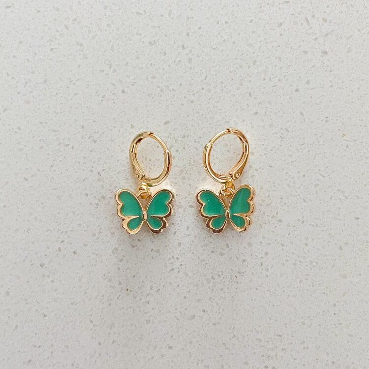 LA PENDERIE BOUCLE D'OREILLES - PAPILLONS VERT
