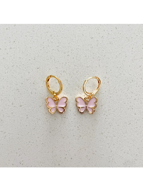 LA PENDERIE BOUCLE D'OREILLES - PAPILLON ROSE PALE