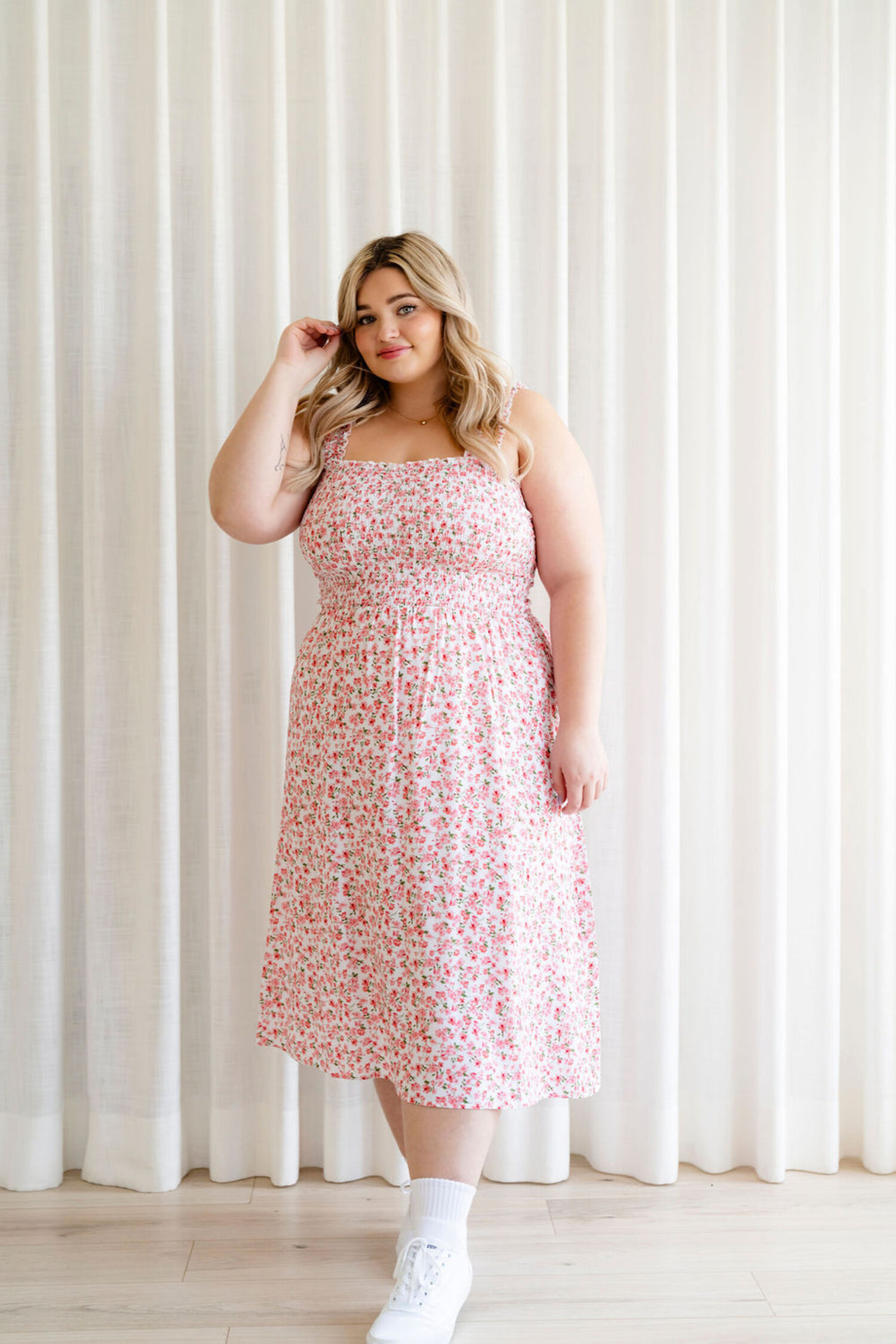 ROBE MALIBU MIDI ROSE BLANCHE Boutique La Penderie