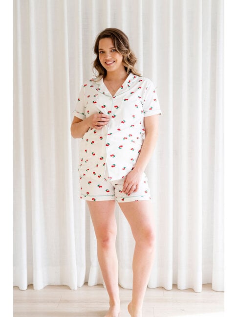 ROSE MATERNITÉ ENS. PYJAMA 2 MCX - CERISE