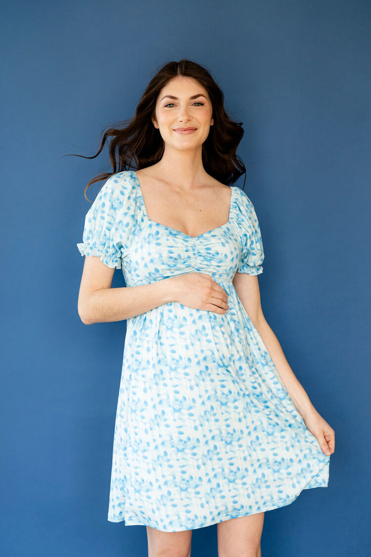 ROSE MATERNITÉ ROBE FIGJI - VAGUE CÉLESTE