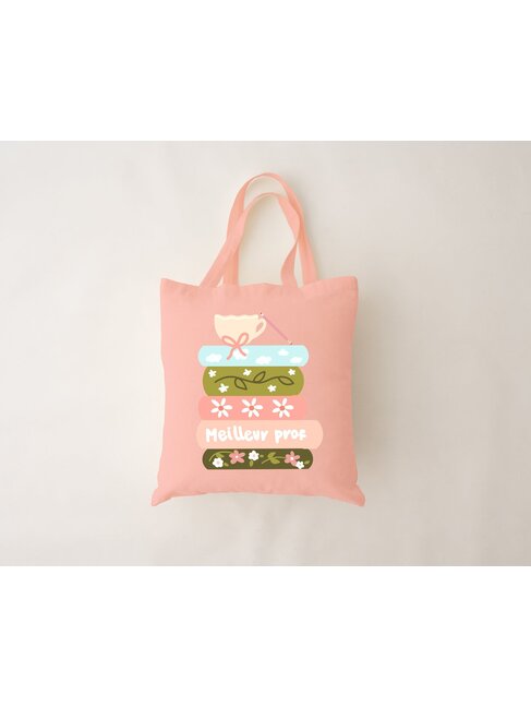 MÕMY SAC RÉUTILISABLE - MEILLEUR PROF LIVRES ( ROSE )