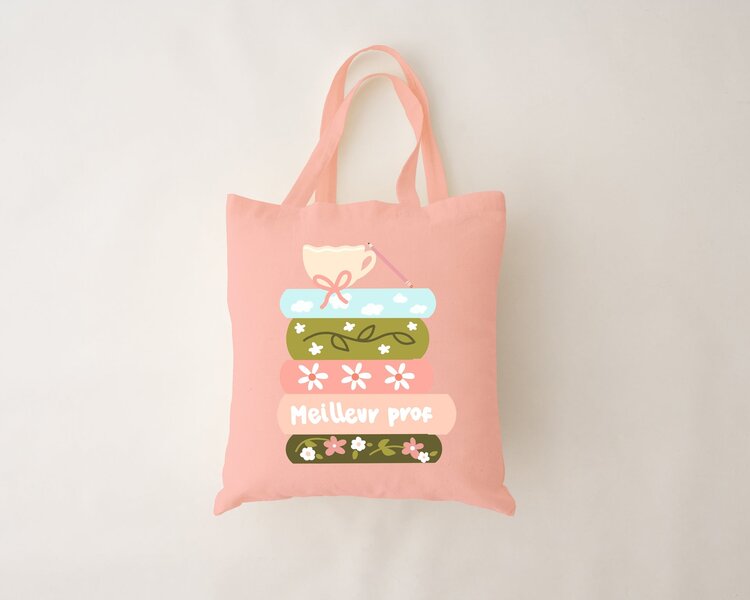 MÕMY SAC RÉUTILISABLE - MEILLEUR PROF LIVRES ( ROSE )