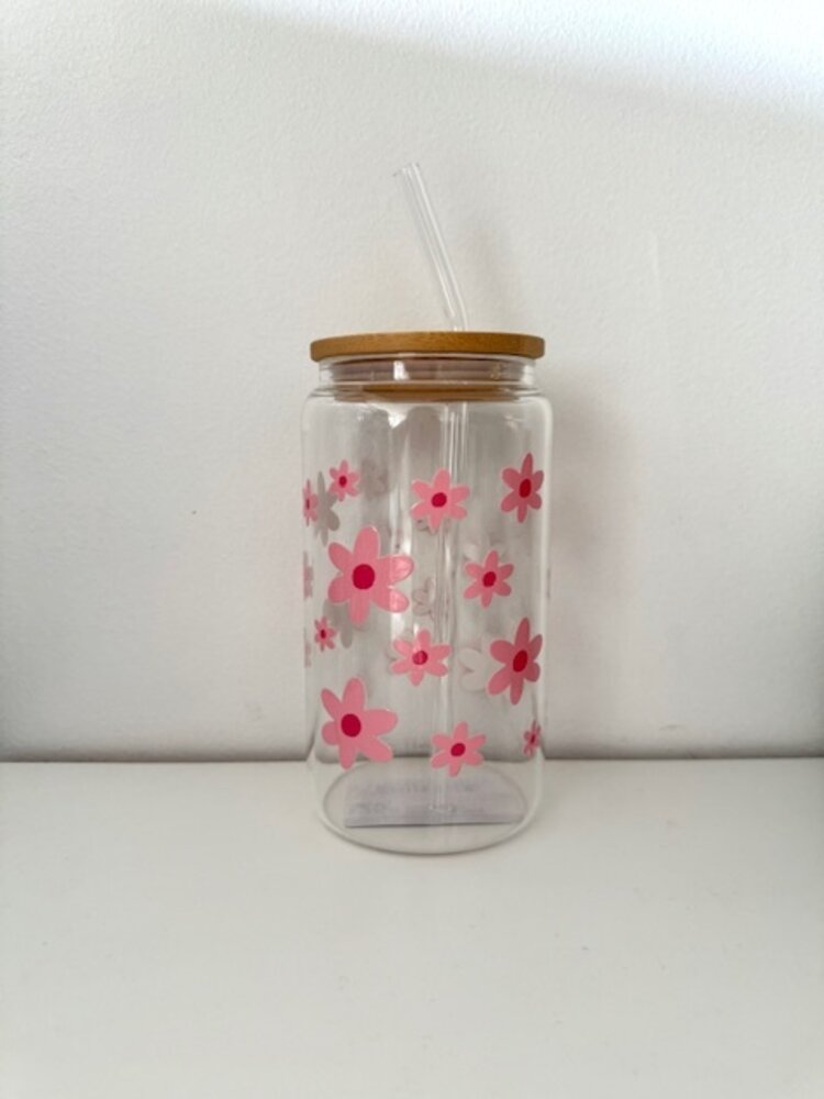 LA PENDERIE VERRE EN BAMBOU - FLEURS ROSES