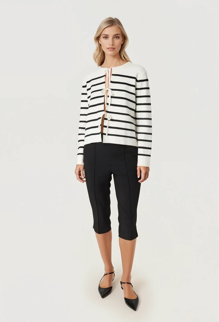 SOAKED IN LUXURY CARDIGAN HAVEN - LIGNÉ NOIR / BLANC