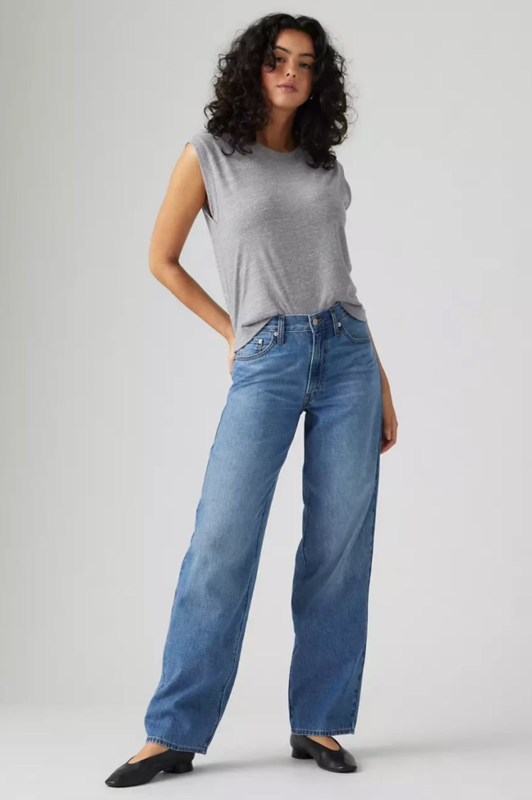 LEVI'S JEANS BAGGY DAD - HEAVY CHECK MEDIUM WASH