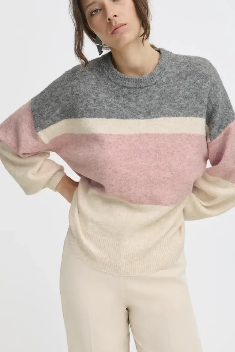 B.YOUNG TRICOT OMEA ONECK JUMPER - PALE MAUVE MIX